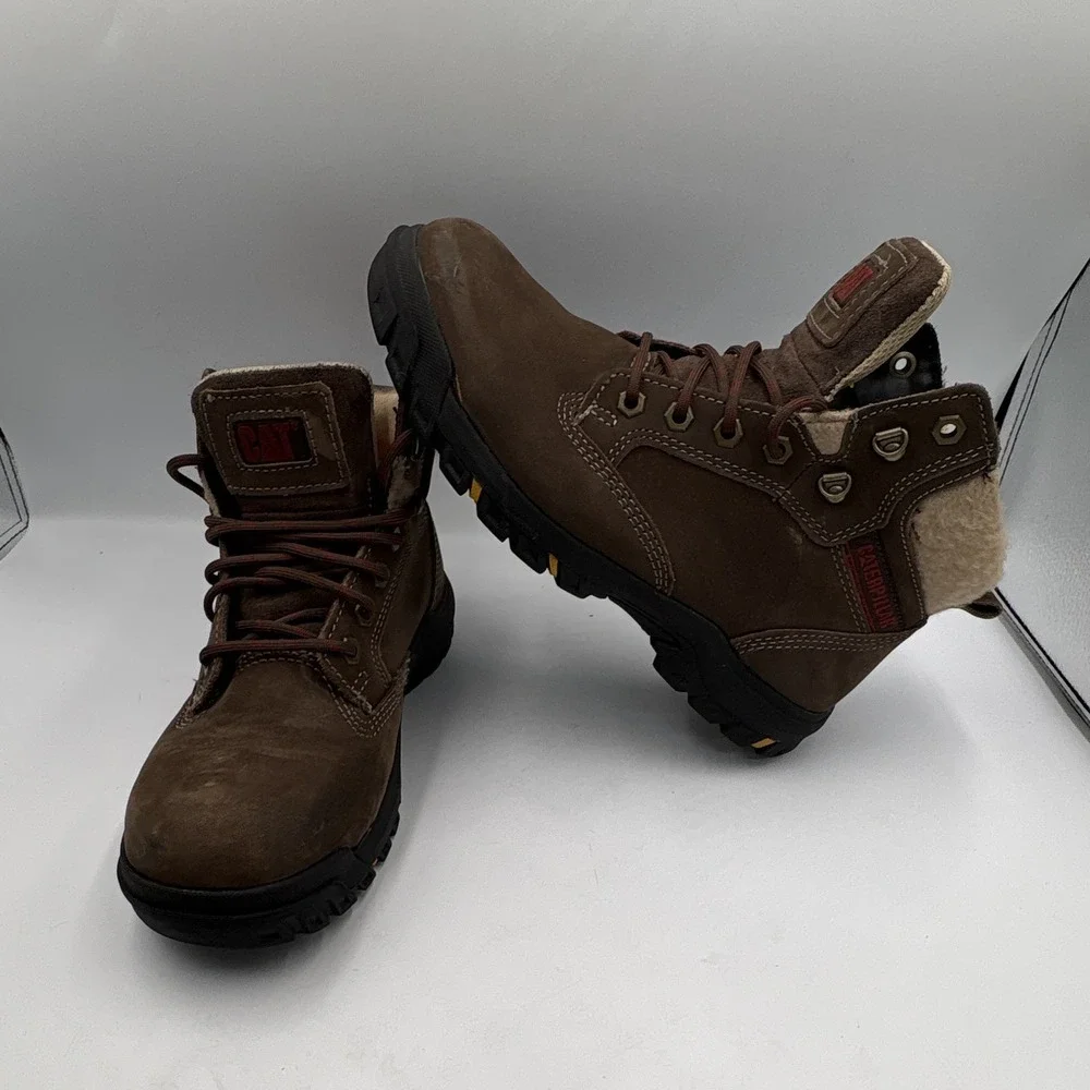 Caterpillar Tess Sundance Brown Leather EH Work Boots, Women's 7.5 Wide